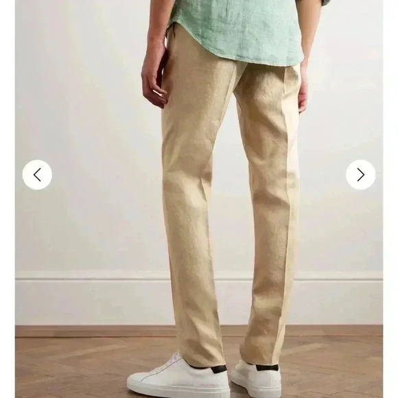 Incotex Men’s Linen Slim fit Trousers tan size 50 - Picture 2 of 12